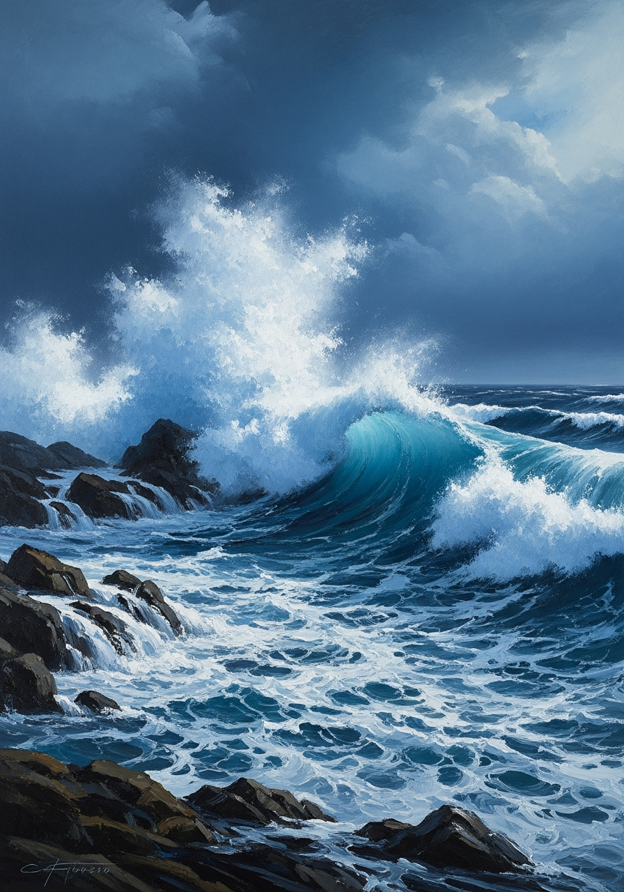 Ocean Waves: Oil Painting
