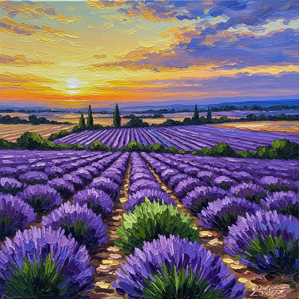 Impressionist lavender fields